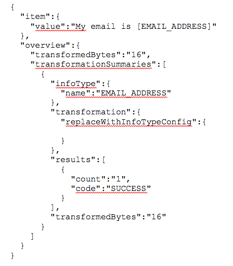 google cloud dlp data response