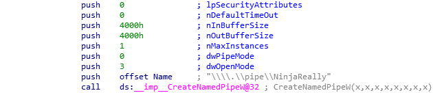 Figure-11 – IDA Pro – NamedPipe_Examples.exe – Found usage of CreateNamedPipe()