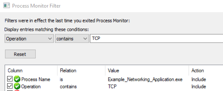 Desired Filter TCP