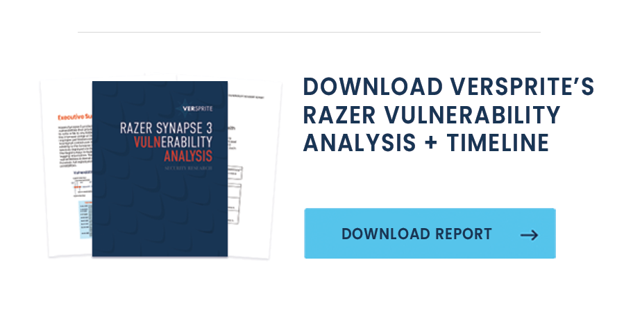 View VerSprite's Vulnerability Analysis Report for Razer Synapse 3